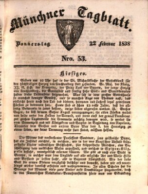 Münchener Tagblatt Donnerstag 22. Februar 1838