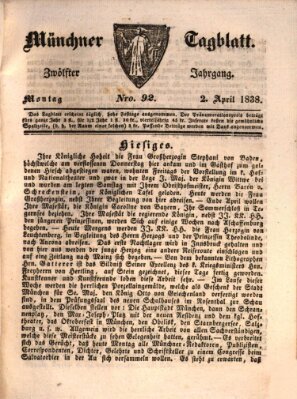 Münchener Tagblatt Montag 2. April 1838