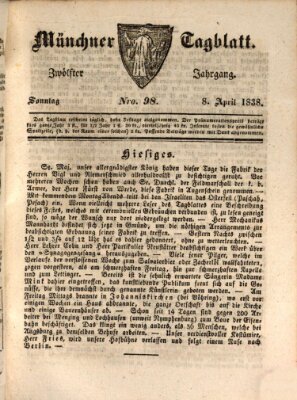 Münchener Tagblatt Sonntag 8. April 1838