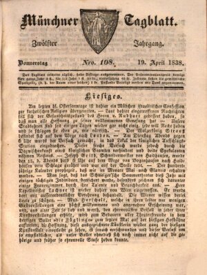 Münchener Tagblatt Donnerstag 19. April 1838