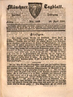 Münchener Tagblatt Freitag 20. April 1838