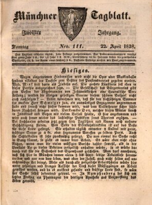 Münchener Tagblatt Sonntag 22. April 1838