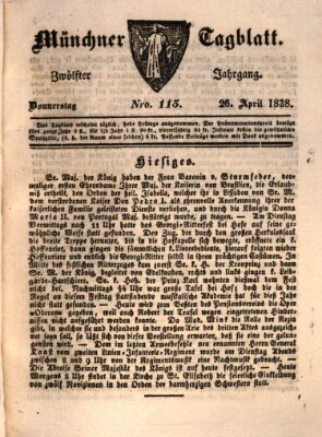 Münchener Tagblatt Donnerstag 26. April 1838