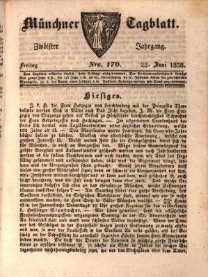 Münchener Tagblatt Freitag 22. Juni 1838