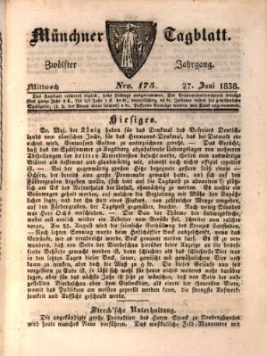 Münchener Tagblatt Mittwoch 27. Juni 1838