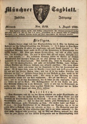 Münchener Tagblatt Mittwoch 1. August 1838