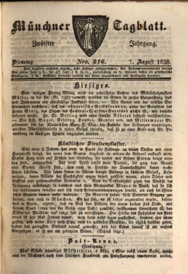 Münchener Tagblatt Dienstag 7. August 1838