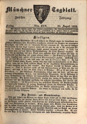 Münchener Tagblatt Freitag 10. August 1838