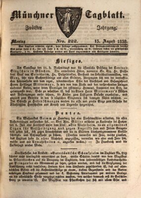 Münchener Tagblatt Montag 13. August 1838