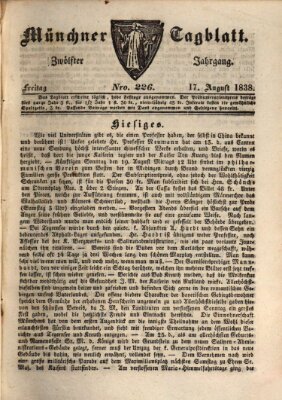 Münchener Tagblatt Freitag 17. August 1838