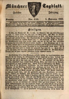 Münchener Tagblatt Samstag 1. September 1838