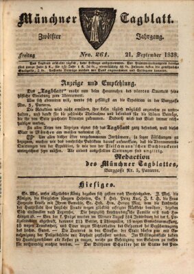 Münchener Tagblatt Freitag 21. September 1838