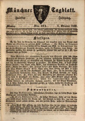 Münchener Tagblatt Montag 1. Oktober 1838