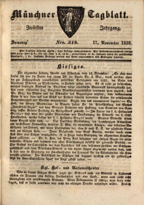 Münchener Tagblatt Samstag 17. November 1838