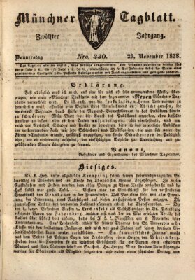 Münchener Tagblatt Donnerstag 29. November 1838