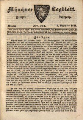 Münchener Tagblatt Montag 3. Dezember 1838