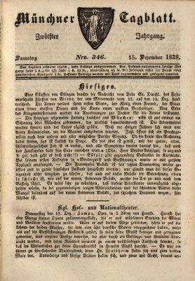 Münchener Tagblatt Samstag 15. Dezember 1838