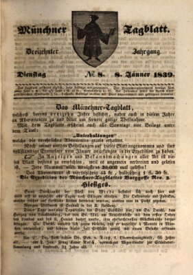 Münchener Tagblatt Dienstag 8. Januar 1839