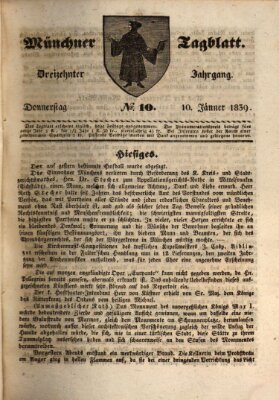 Münchener Tagblatt Donnerstag 10. Januar 1839
