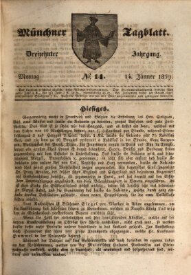 Münchener Tagblatt Montag 14. Januar 1839