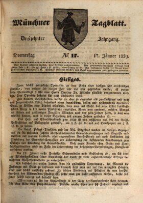 Münchener Tagblatt Donnerstag 17. Januar 1839