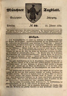 Münchener Tagblatt Dienstag 22. Januar 1839