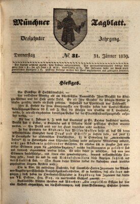 Münchener Tagblatt Donnerstag 31. Januar 1839