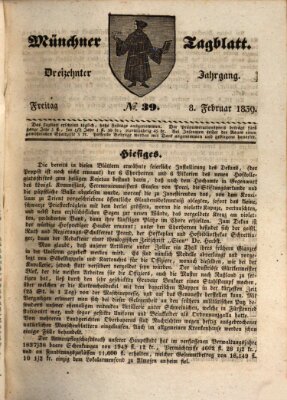 Münchener Tagblatt Freitag 8. Februar 1839