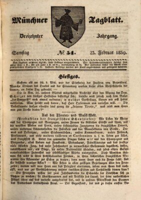 Münchener Tagblatt Samstag 23. Februar 1839