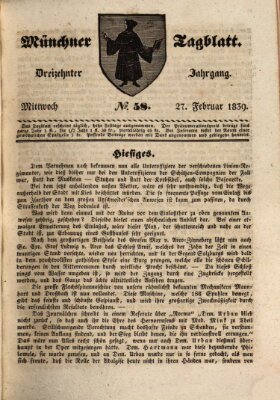 Münchener Tagblatt Mittwoch 27. Februar 1839