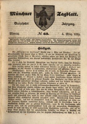 Münchener Tagblatt Montag 4. März 1839