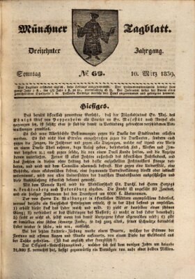 Münchener Tagblatt Sonntag 10. März 1839