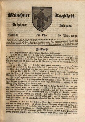 Münchener Tagblatt Samstag 16. März 1839