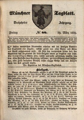 Münchener Tagblatt Freitag 29. März 1839