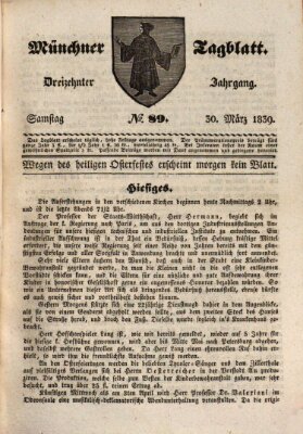 Münchener Tagblatt Samstag 30. März 1839