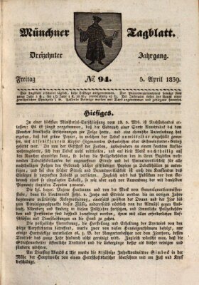 Münchener Tagblatt Freitag 5. April 1839