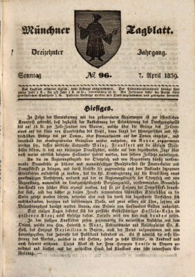 Münchener Tagblatt Sonntag 7. April 1839