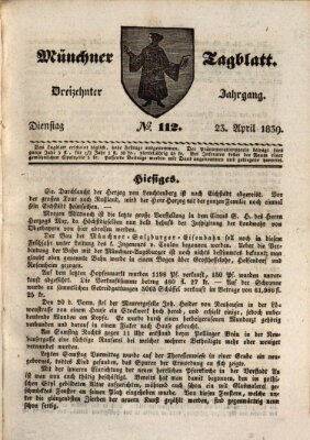 Münchener Tagblatt Dienstag 23. April 1839