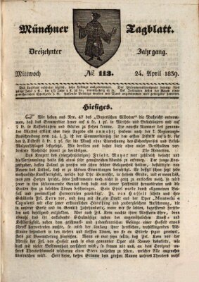 Münchener Tagblatt Mittwoch 24. April 1839