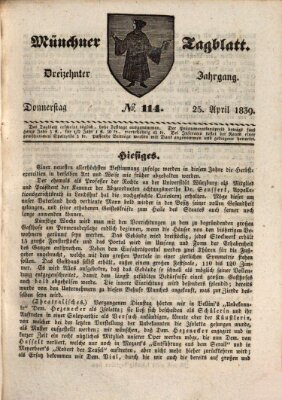 Münchener Tagblatt Donnerstag 25. April 1839