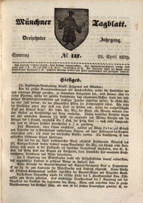 Münchener Tagblatt Sonntag 28. April 1839