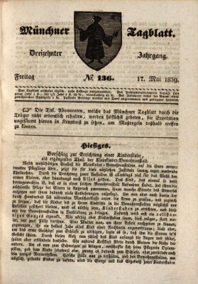 Münchener Tagblatt Freitag 17. Mai 1839