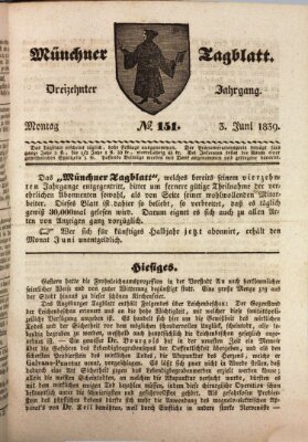 Münchener Tagblatt Montag 3. Juni 1839