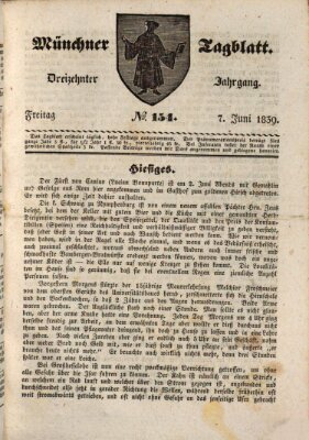 Münchener Tagblatt Freitag 7. Juni 1839