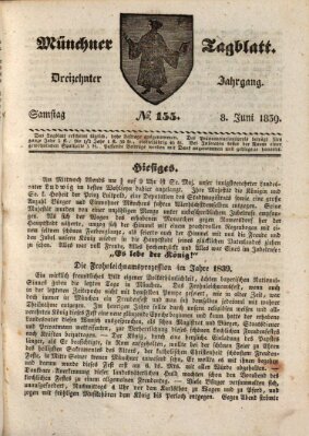 Münchener Tagblatt Samstag 8. Juni 1839