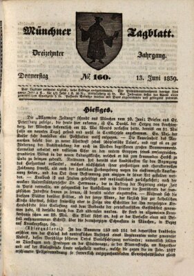 Münchener Tagblatt Donnerstag 13. Juni 1839