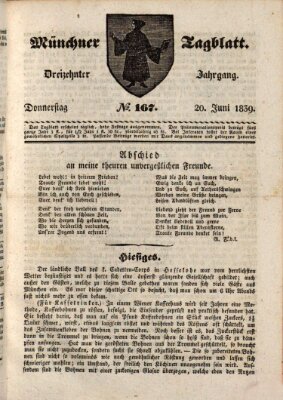 Münchener Tagblatt Donnerstag 20. Juni 1839