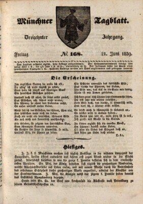 Münchener Tagblatt Freitag 21. Juni 1839