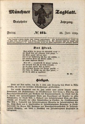 Münchener Tagblatt Freitag 28. Juni 1839