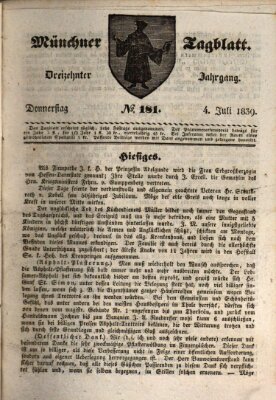 Münchener Tagblatt Donnerstag 4. Juli 1839